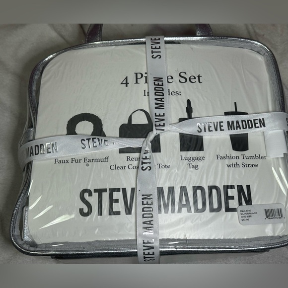 Steve Madden 4-Piece Travel Set-Tote, Luggage Tag, Earmuffs & Bling Tumbler NWT - Picture 5 of 5